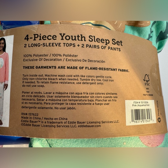 Eddie Bauer Youth Girl's 4 Piece PJ Sleep Set - (Large 14/16) - NWT - Picture 3 of 3